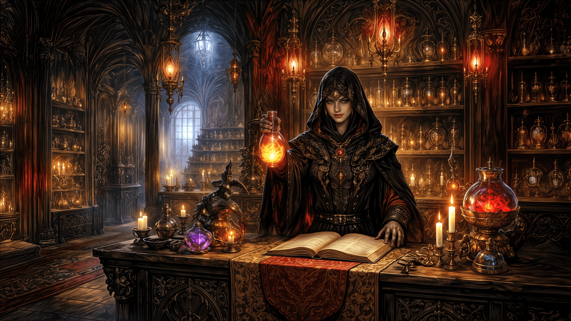 Inside a guild hall of the Arcane Registry