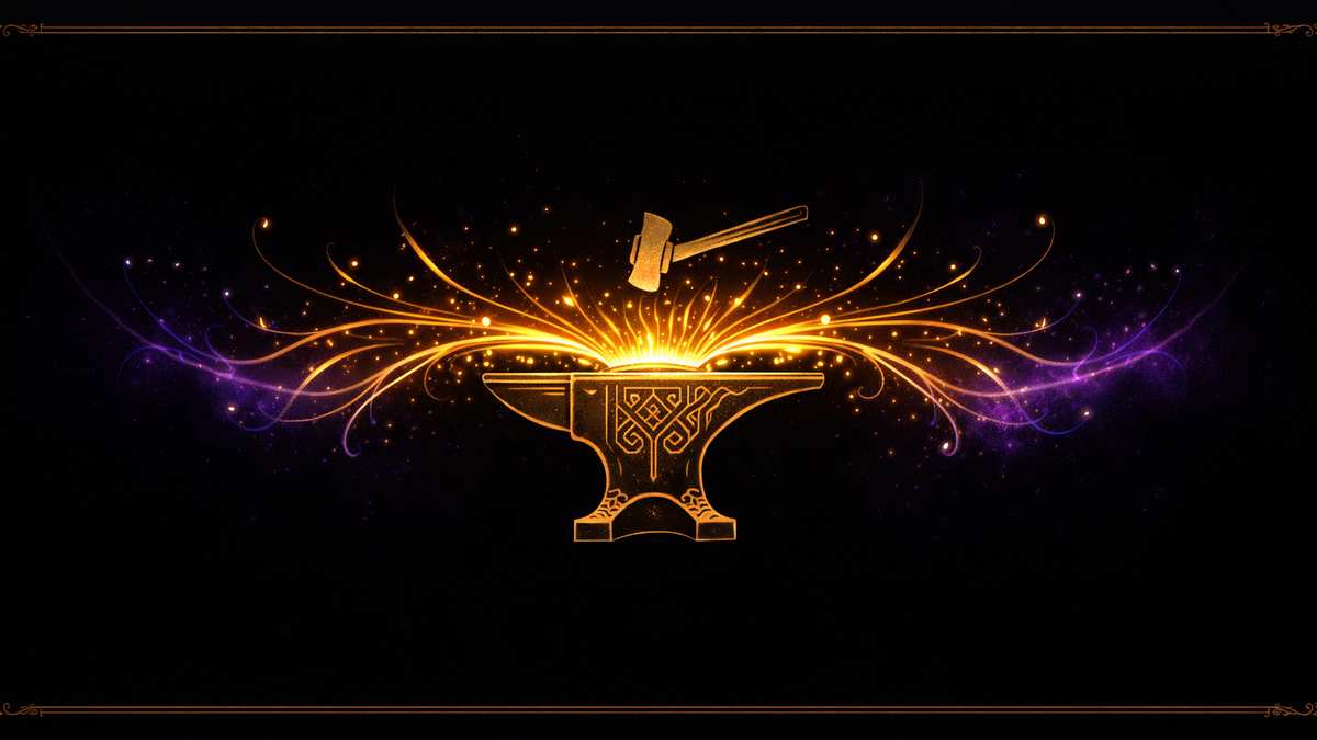 A dwarven forge — hammers ring against enchanted steel